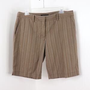 BCBG MaxAzria Women’s 10 Brown Striped Bermuda Tailored Trouser Shorts